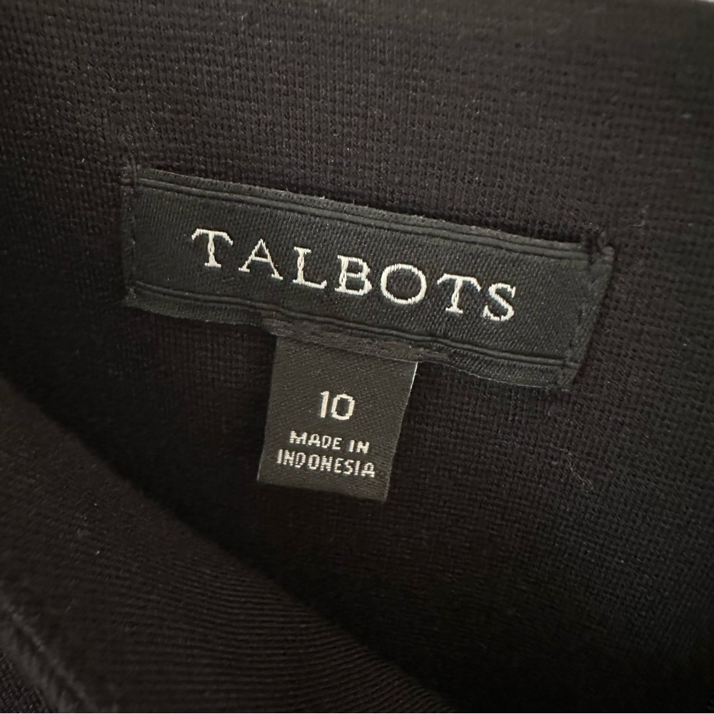 Talbots 10 Sheath Dress Black Ponte Fabric Crochet Bell Sleeve Cocktail Formal - Picture 5 of 12